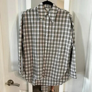 Tibi Black and White Plaid Blouse